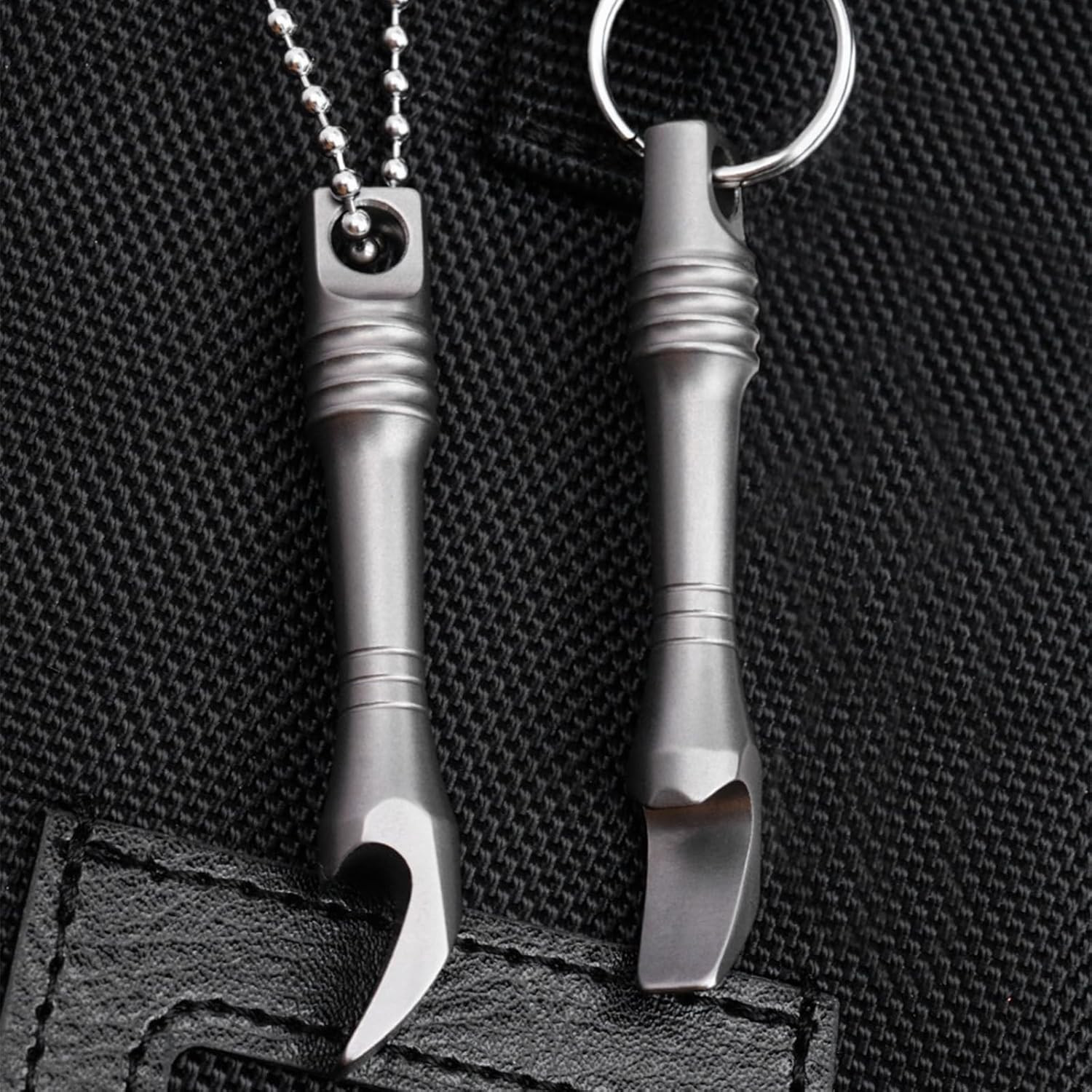 EDC Pry Bar Pocket Multi Tool – Solid Titanium Pry Tool with Keychain Hole, Comp