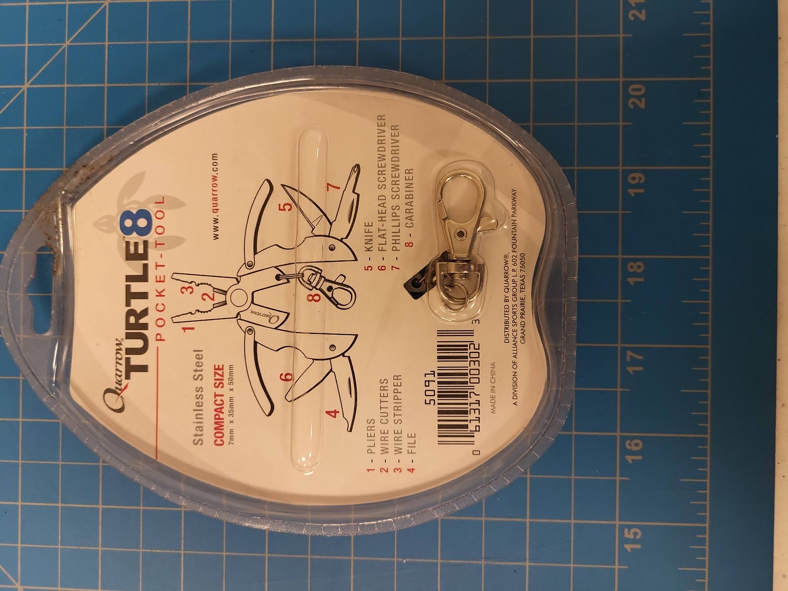 Quarrow Turtle8 Stainless Steel Compact Multi-Tool Keychain 8-in-1 Pocket Tool E