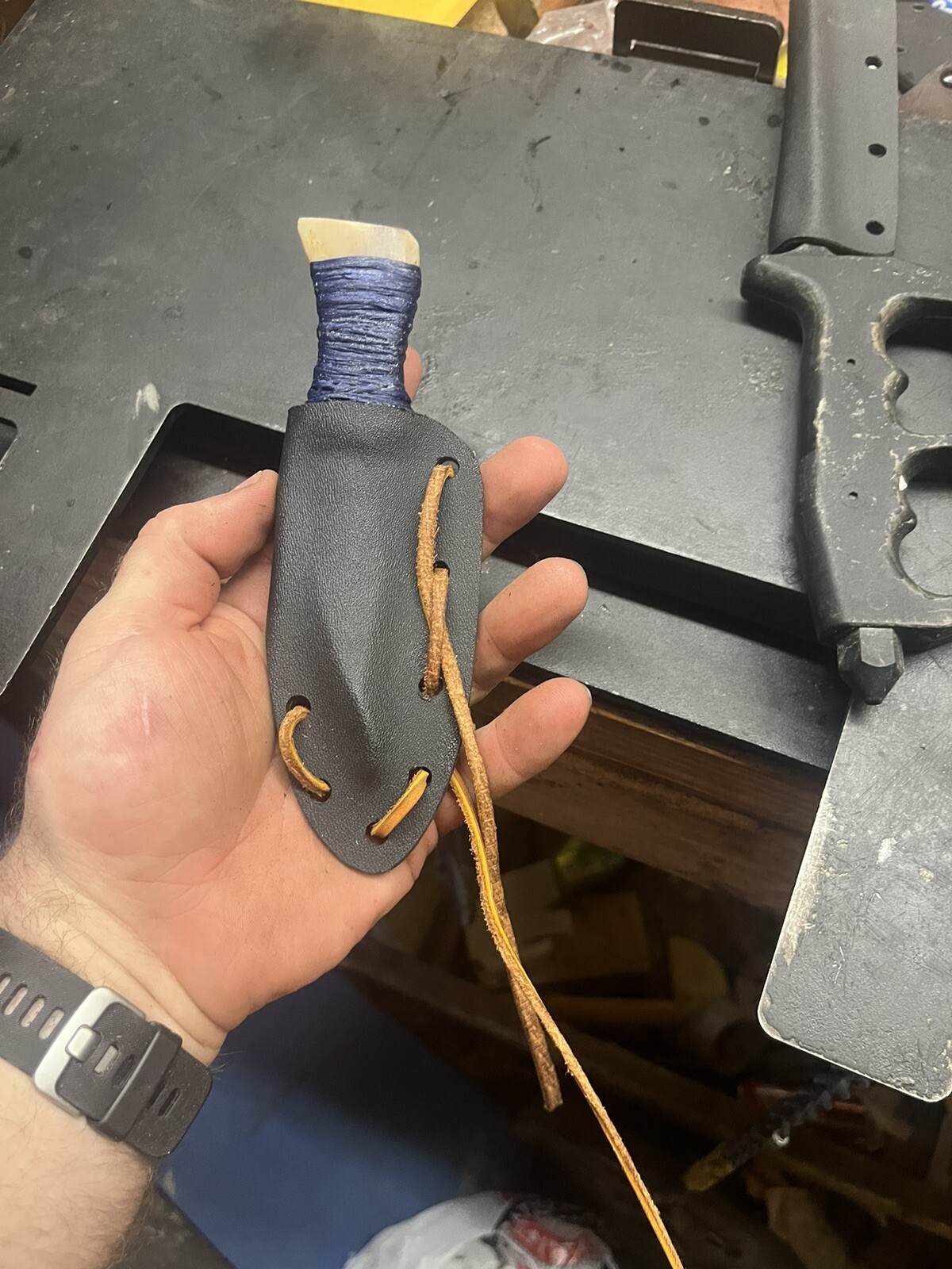 one time use 100% bone tool knife And Sheath With Zero Metal In It