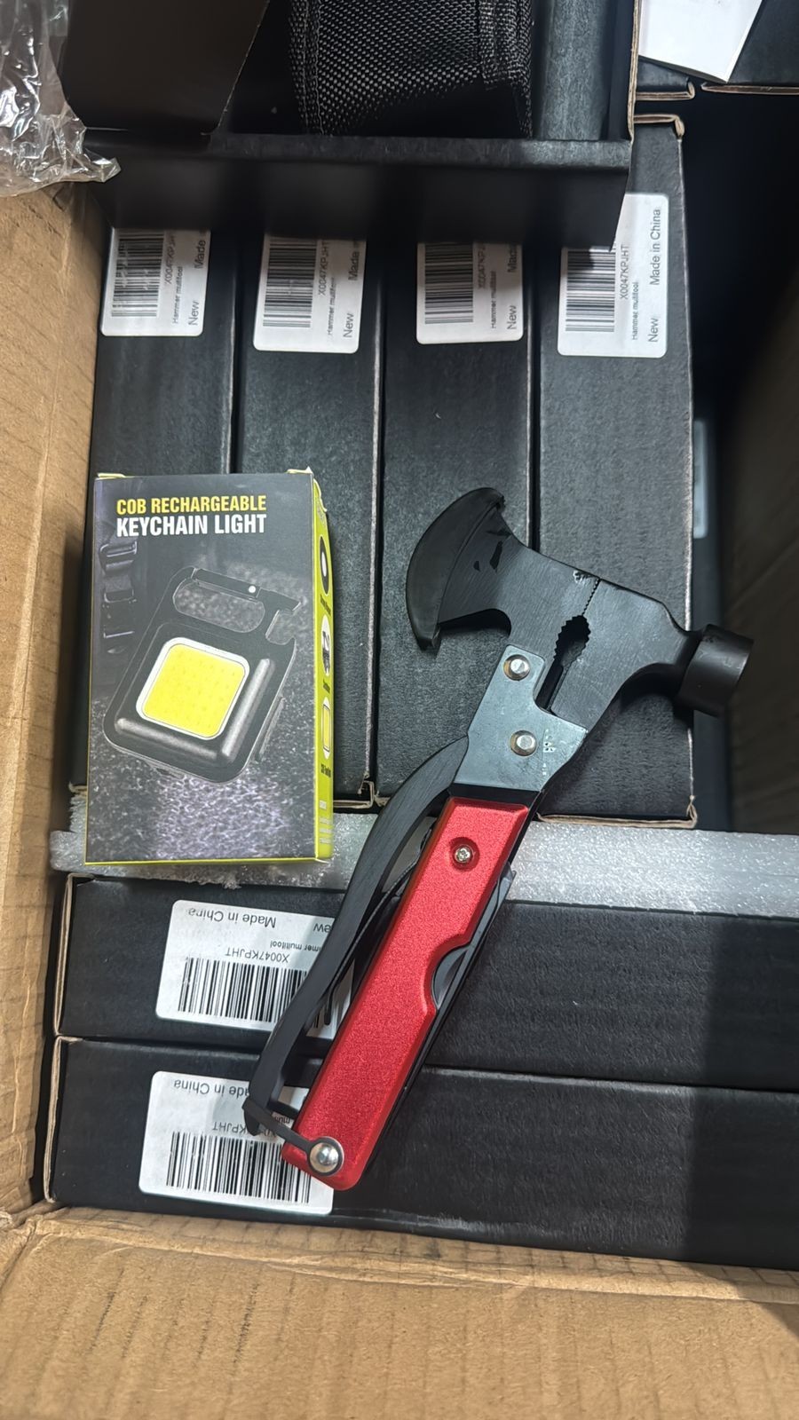 14-in-1 Multitool Axe + Rechargeable Mini COB Flashlight Survival Camping Gear