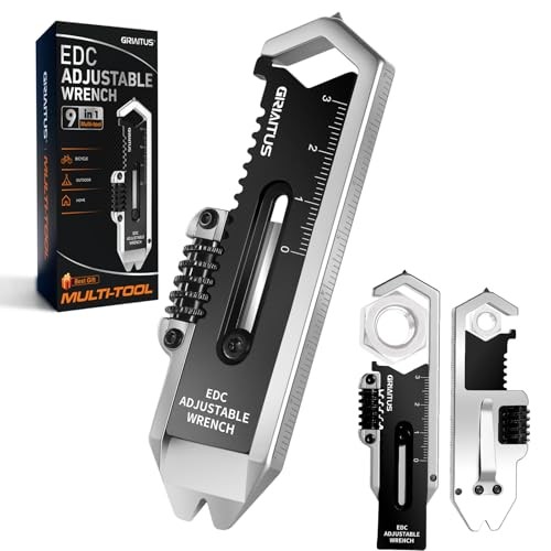 Small Multitool Wrench 9 in 1 Pocket Adjustable Wrench for Screw with Mini Pry