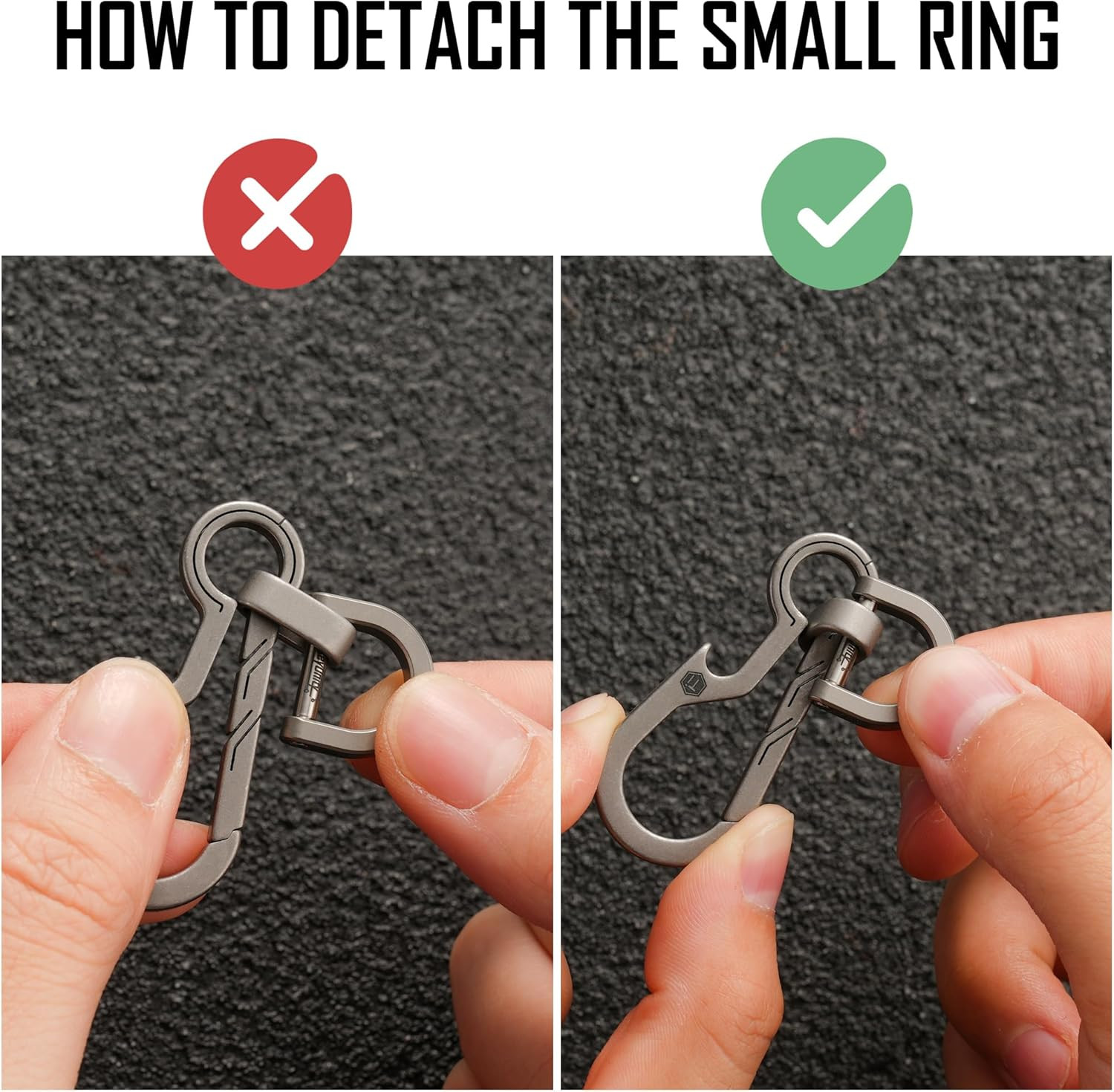 KM01 Titanium EDC Keychain Clip with Bottle Opener, Quick Release Carabiner Key