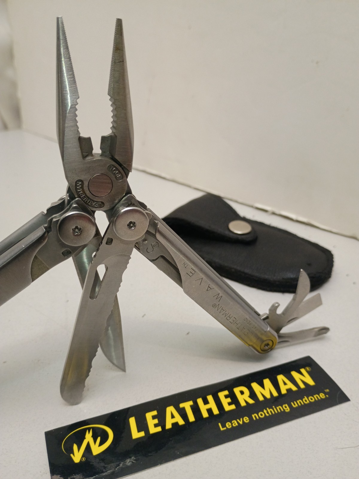 Vintage Leatherman Wave 1st Gen Multi Tool Pat Pend Custom Leather Sheath Case