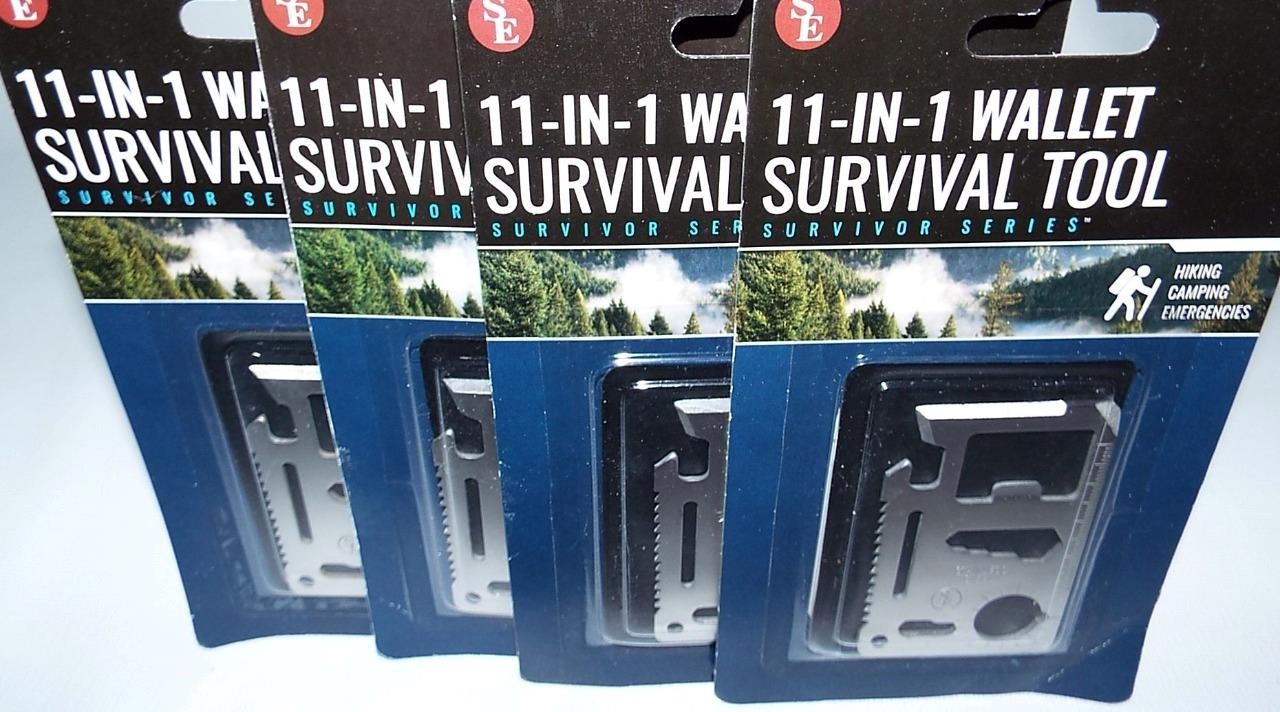 4 NEW SEALED the ORIGINAL 11-In-1 Wallet Survival Tool Stainless Steel w/Pouch