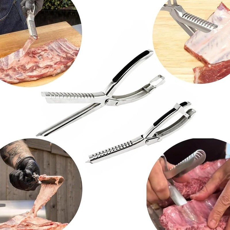 Stainless Steel Rib Membrane Remover BBQ Tool Dual Blade Ergonomic Handle New
