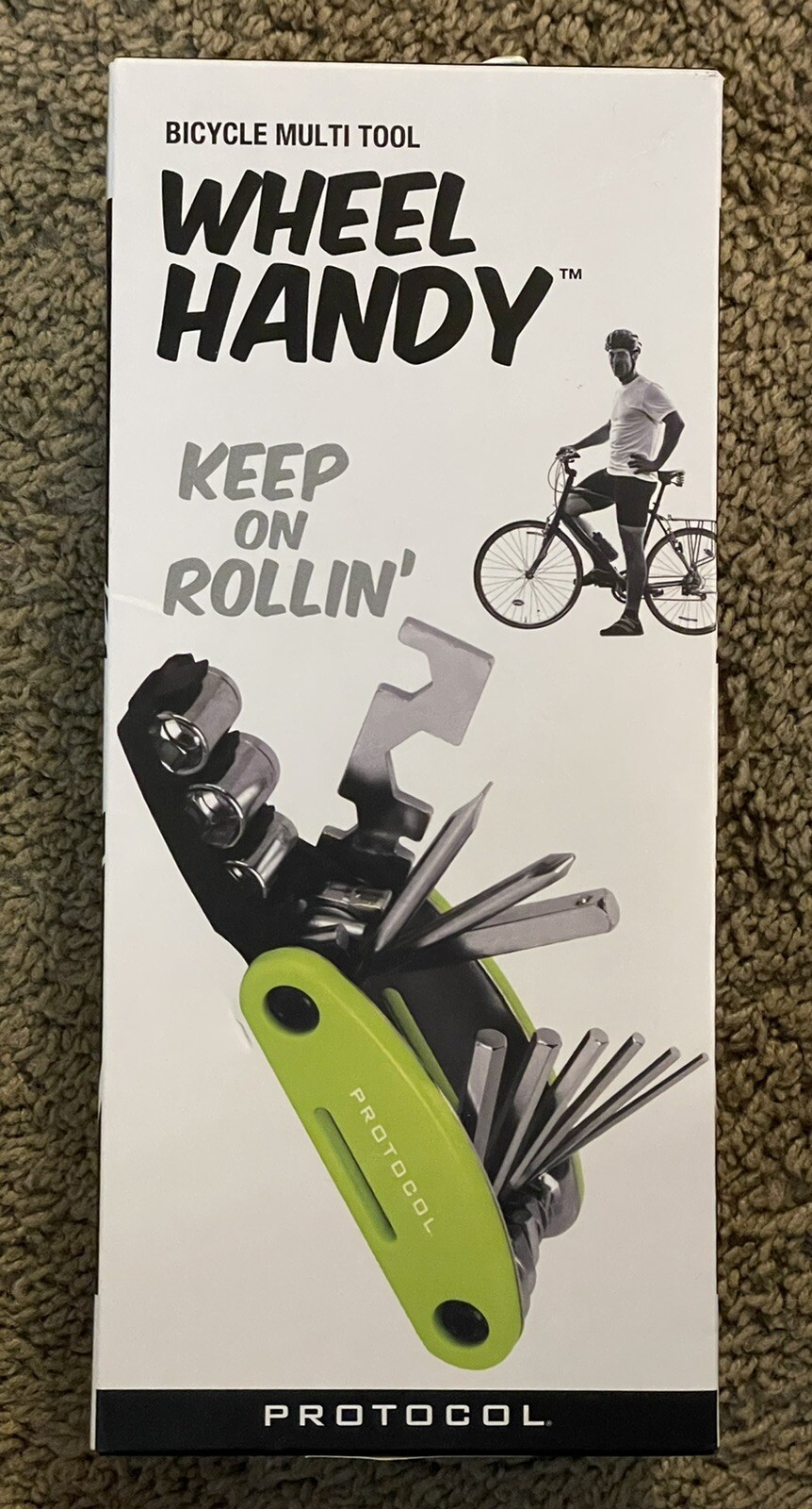 Protocol Wheel Handy Bicycle Multi Tool Neon Green New 15 Functions Nylon Case