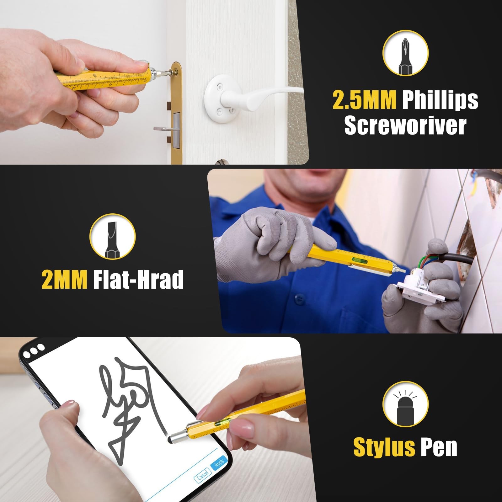 7-In-1 Multitool Pen Tech Tool for Men Construction Gadget Stocking Stuffers