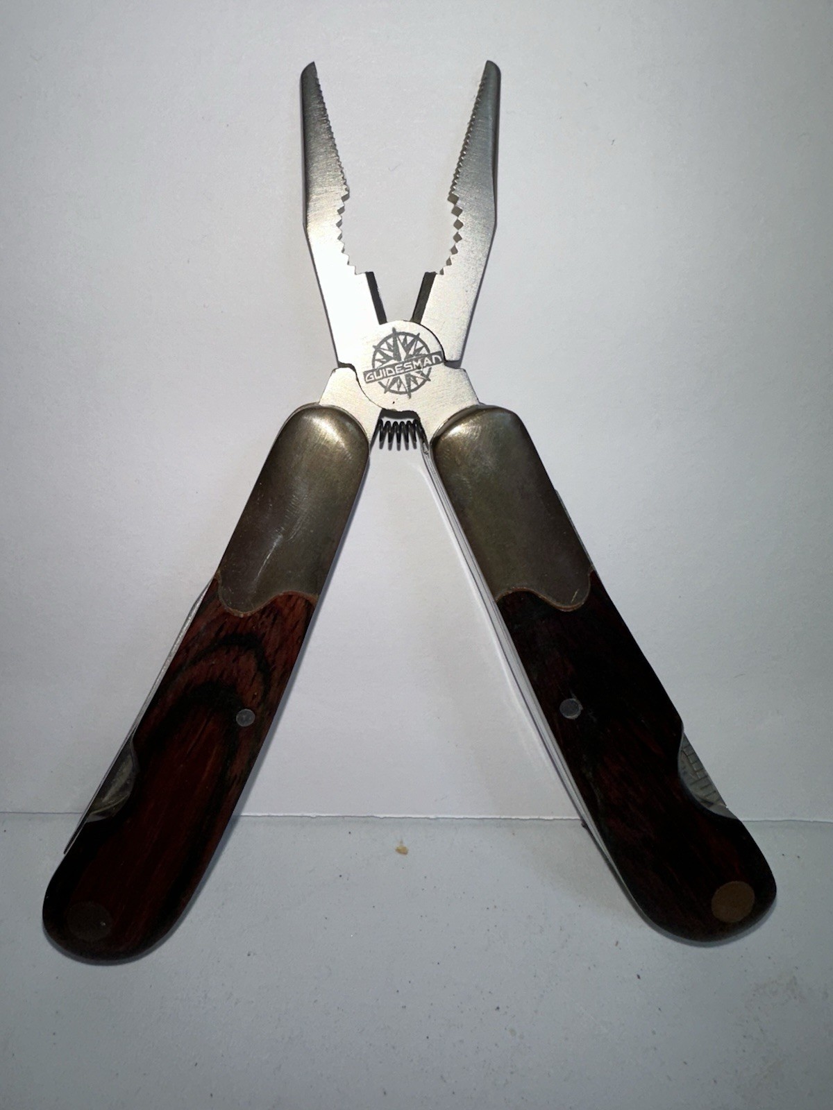 Guidesman Multi-Tool,Pliers & More,Leather Belt Sheath Rosewood & Brass