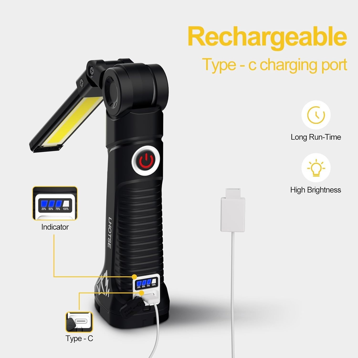 Powerful LED Work Light 2-Pack with 360° Rotation & Magnetic Base – Rechargeable