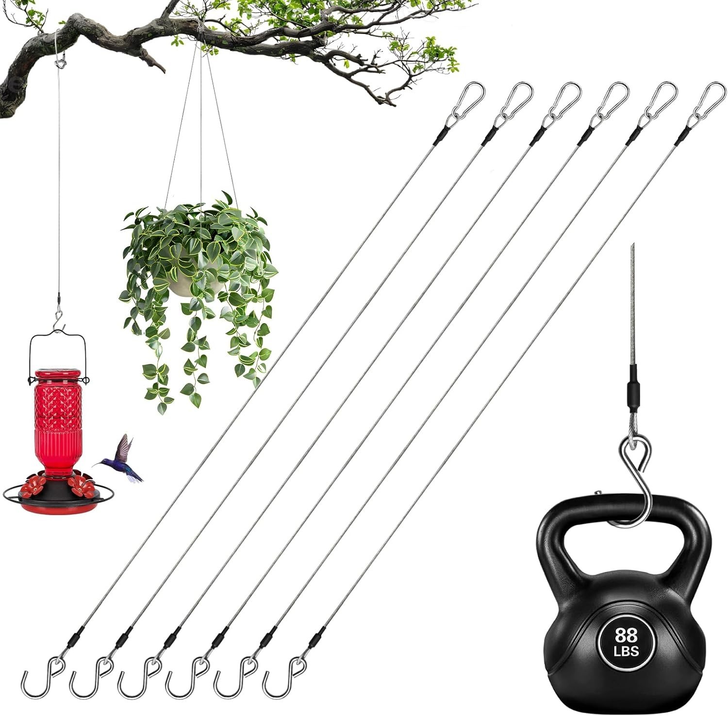 6pcs 23.6in Stainless Steel Heavy-Duty Hanging Chain for Outdoor Decor