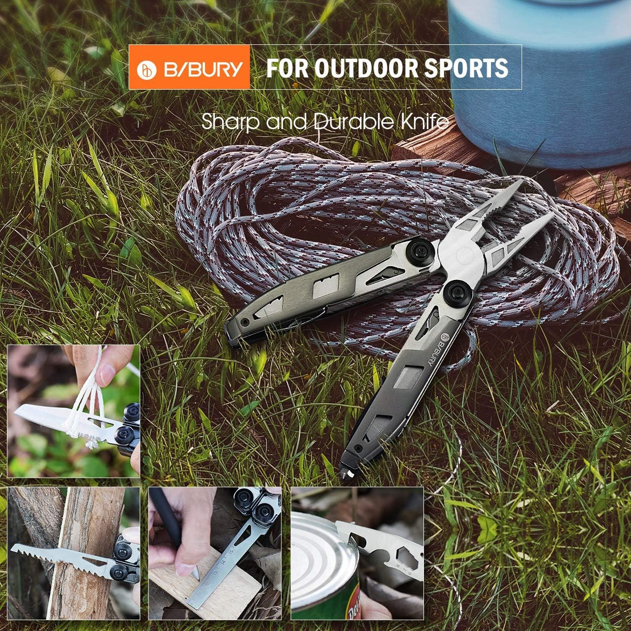 Multitool Pliers, 18 in 1 Multi Tool with Titanium-Plated Handle & Safety Hammer