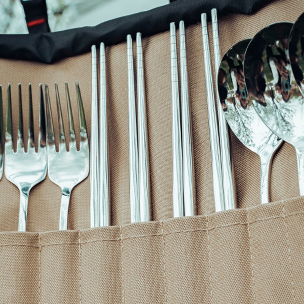 Campsite Cutlery Set in 304 Stainless Steel with Protective Carrying Bag