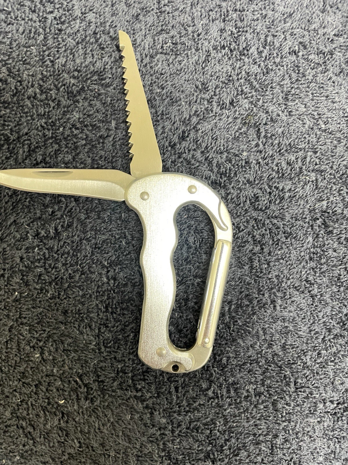 Scuba Diving Silver Stainless Steel Carabiner Multi-Tool with Knife and Saw