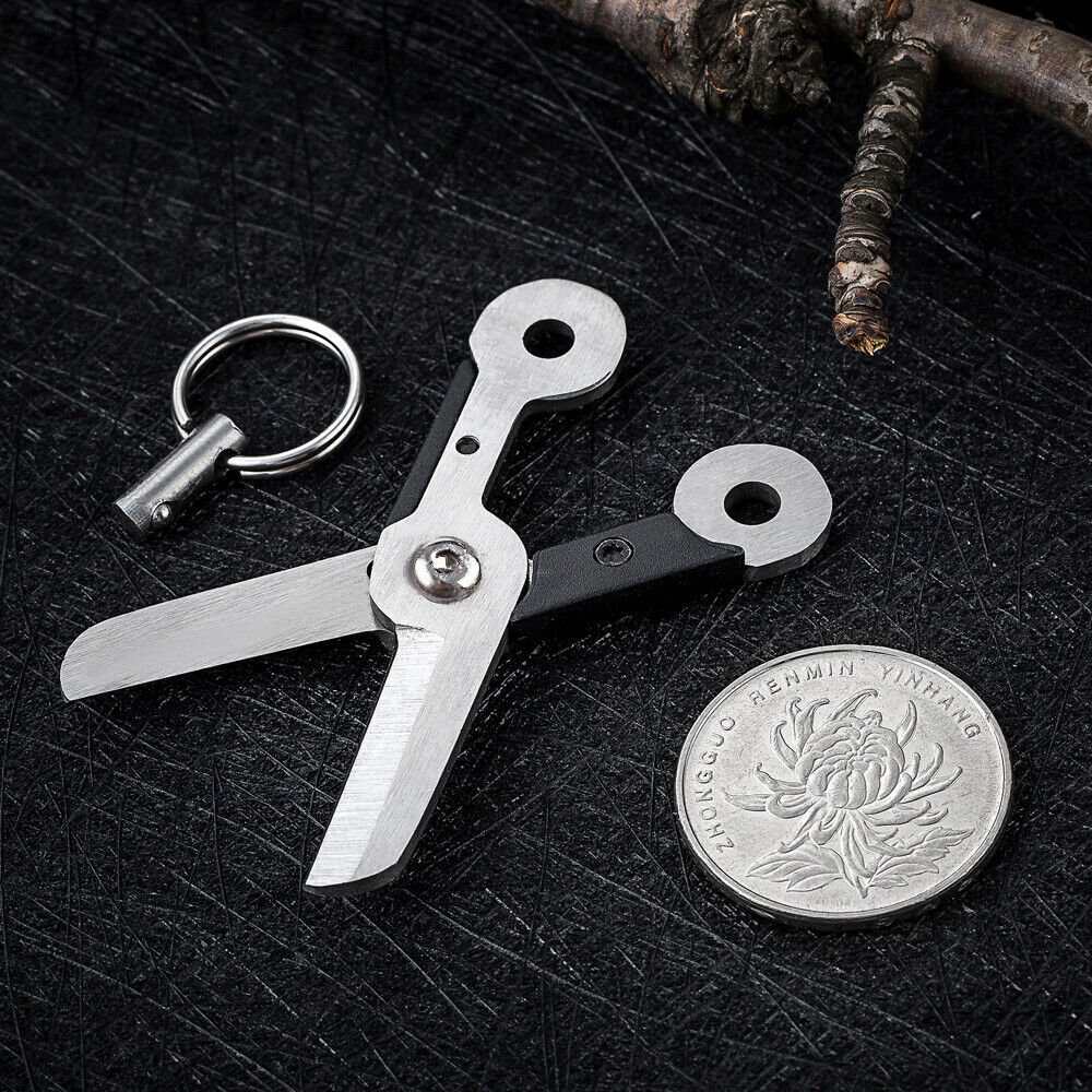 3pcs Gear Mini Scissor Spring Load Detachable Keychain Multi Tool Survival EDC