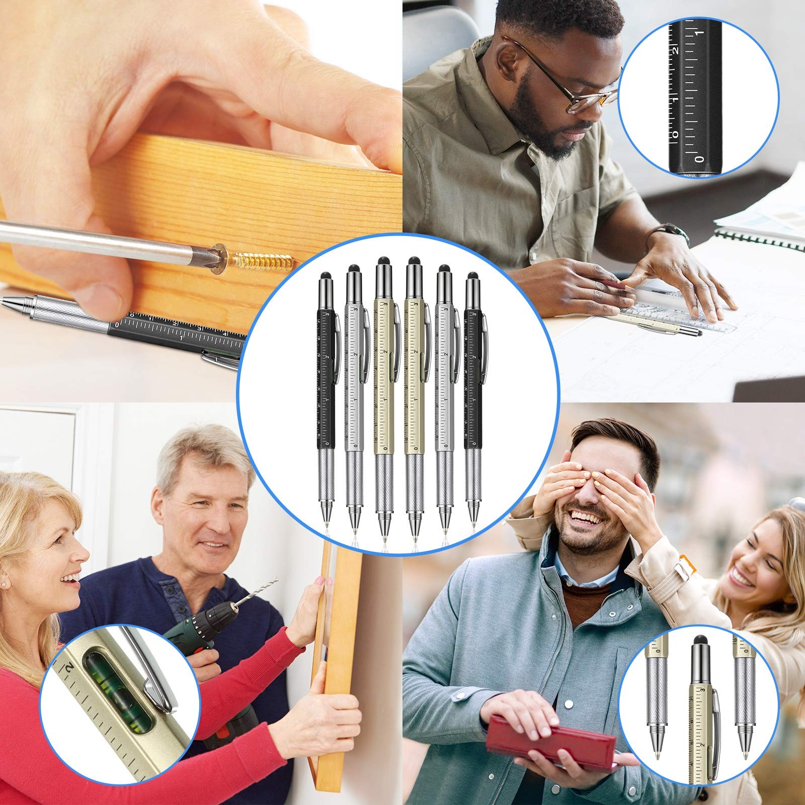 30 Pcs Father’s Day Multi Tool Pens Gift Pen Bulk for Men 6-in-1 Multitool Pe…