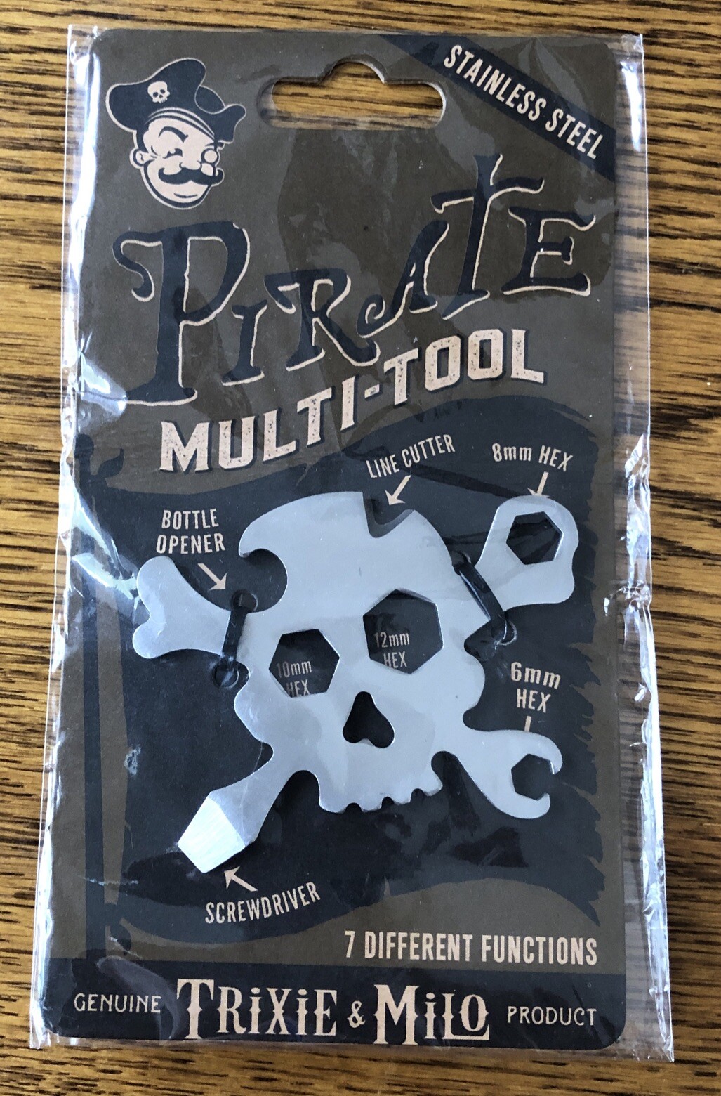 Trixie and Milo TOOL-PIRAT Stainless Steel Pirate 7-Multi-Tool 2-1/4 W x 3” Long