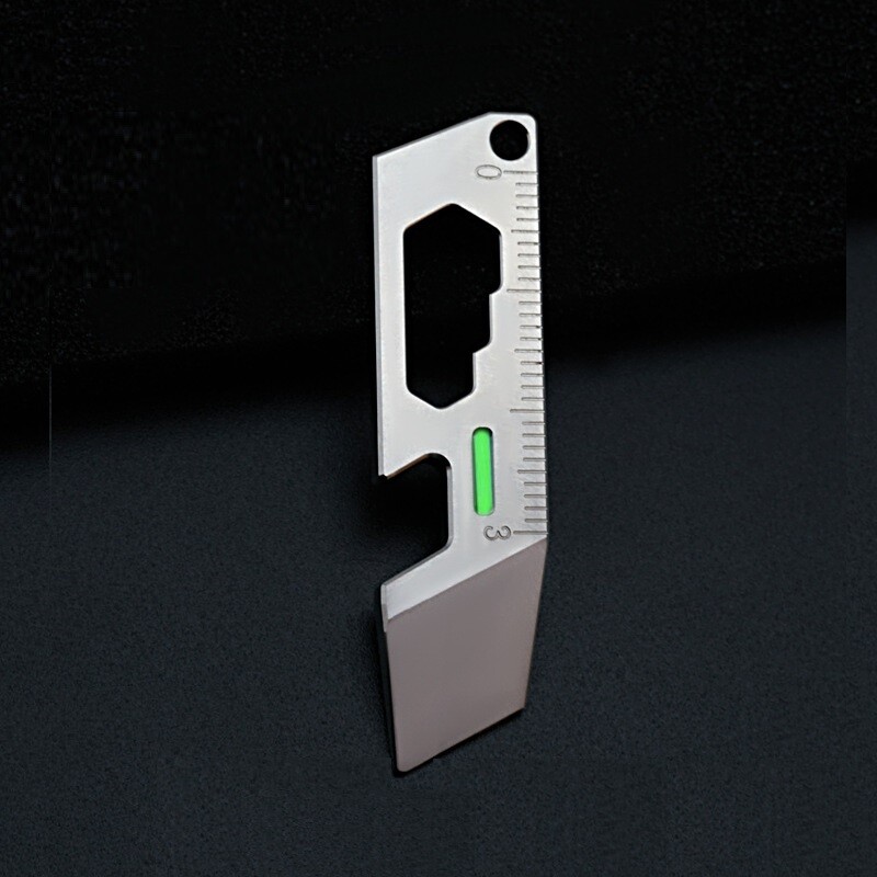EDC Titanium Mini Pry Bar Crowbar Bottle Opener Wrench Ruler Keychain Multi Tool