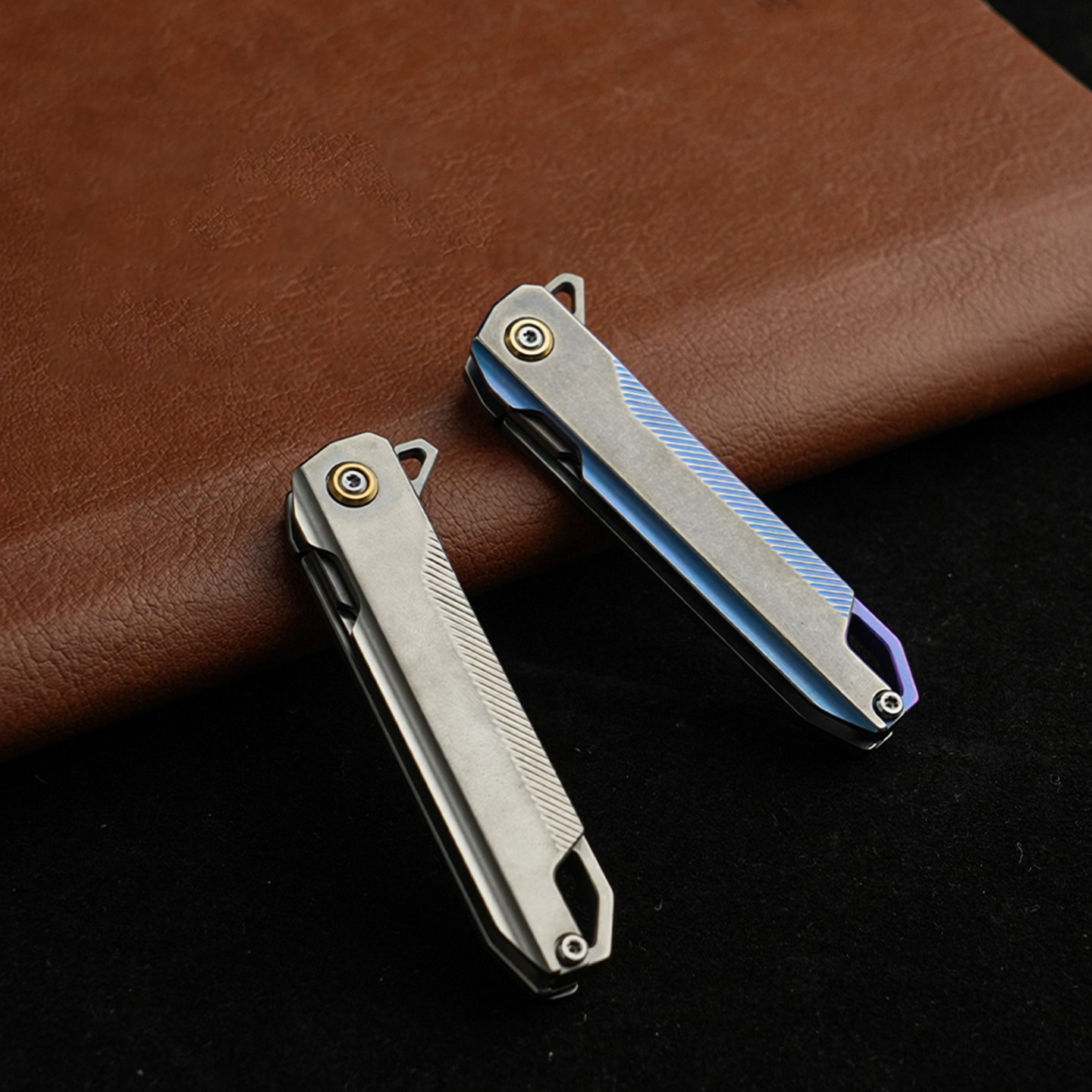 Titanium Mini Folding Utility Knife Keychain EDC Package Opener with Blades