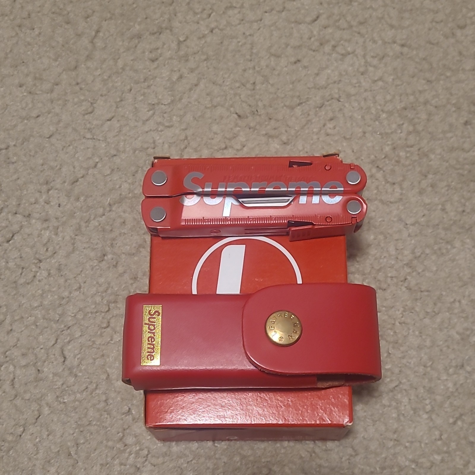 Supreme x Leatherman Rebar Style PS Multi-Tool Red Sheath, Stainless Steel, Box