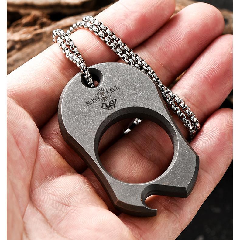 Titanium Bottle Opener EDC Keychain Necklace Pendant Outdoor EDC Multi Tool Gift