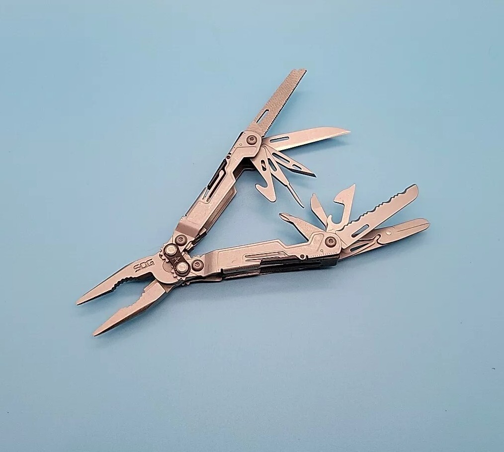 SOG PowerPint Multi-Tool – 18 Tools – Stone Wash – Screwdrivers, Pliers, Knife