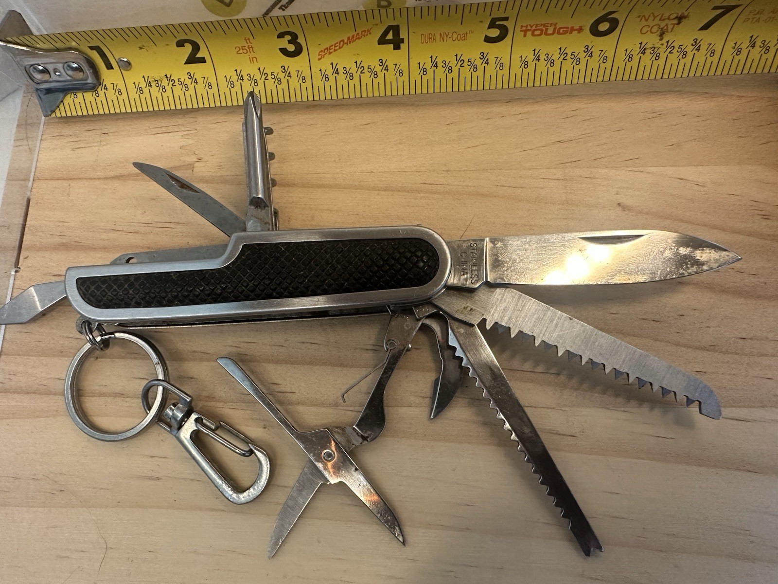 Rubber Handle 11 in 1 Multitool Key Chain 3.25” Closed