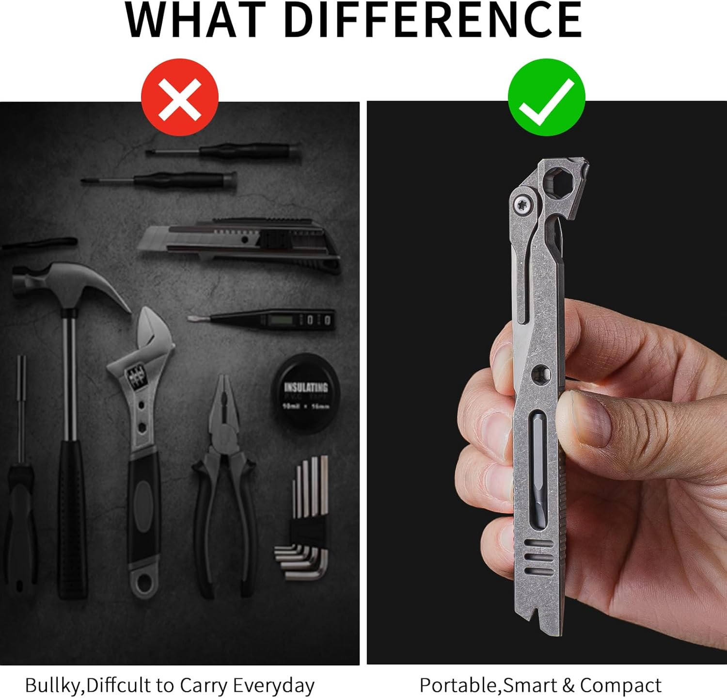 Titanium EDC Pry Bar,Pocket Multitool Mini Prybar,Keychain Crowbar Tool with Poc