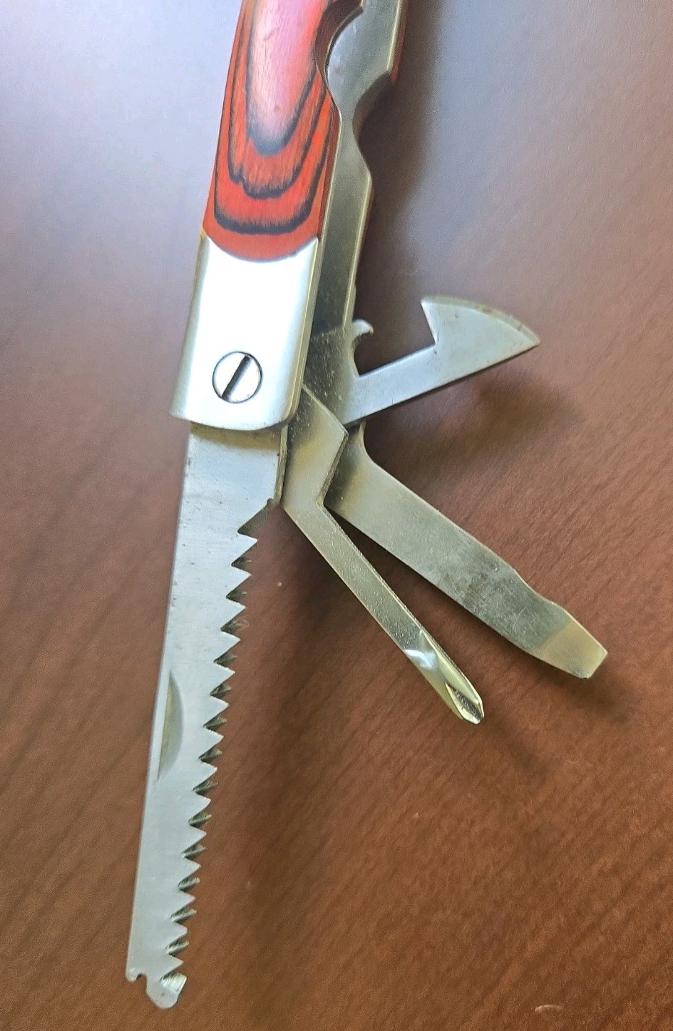 14-in-1 Multi Tool Pliers Stainless 2Cr Steel Wood Handle Pocket Knife Saw