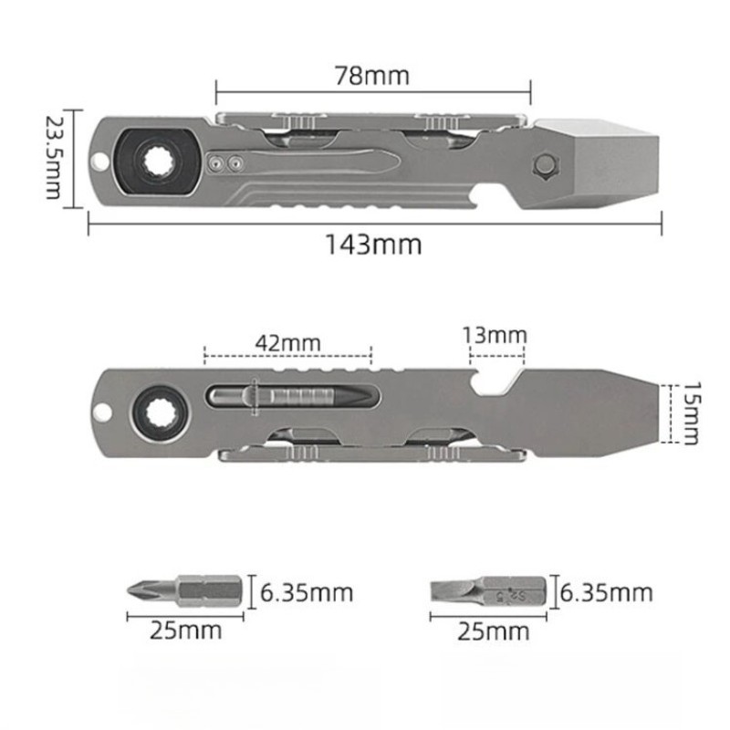 Hot Titanium Alloy Pocket Pry Bar Crowbar Opener Outdoor Camping Multi EDC Tools