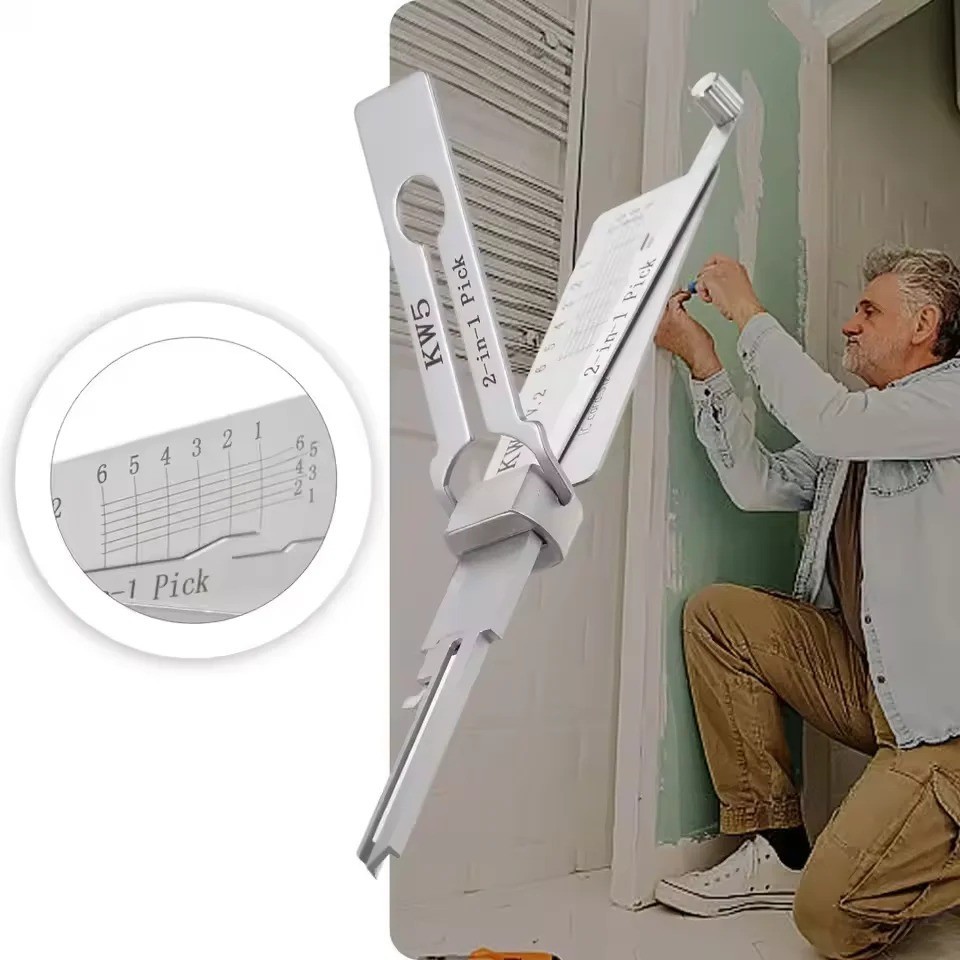 SS001 Stainless Steel Precision Tool 2 In 1 Key Decoder Hook & Pick Set O-ring