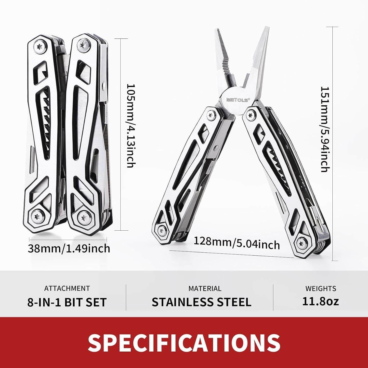 Survival Multitool with Sheath 21 in 1 Stainless Steel for Camping and Hiking