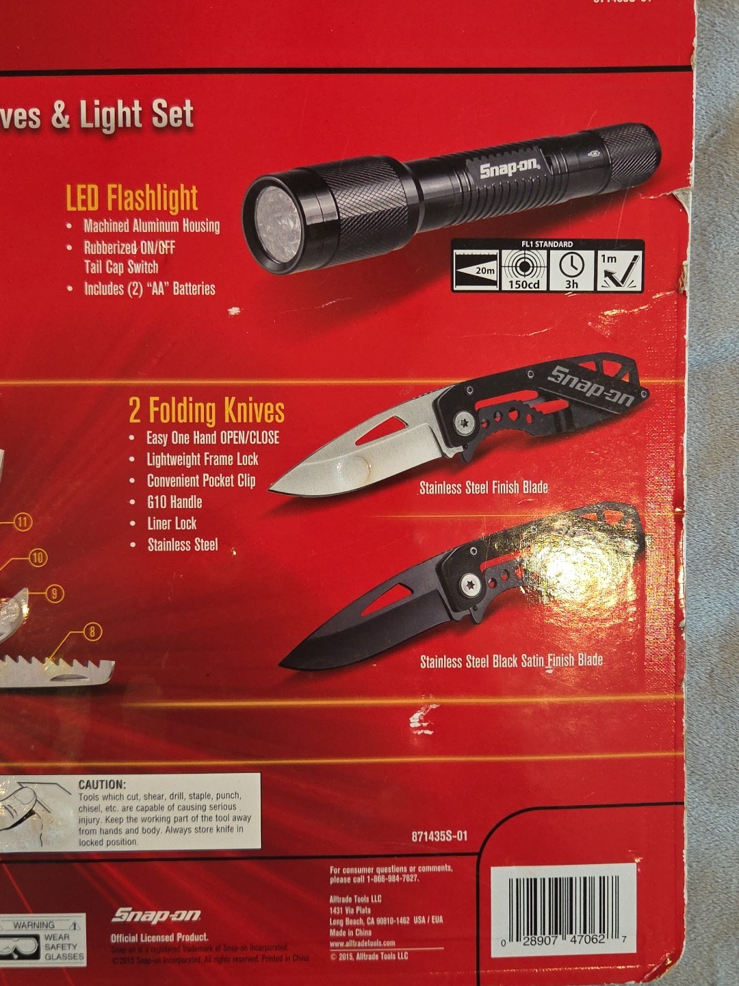 4-Piece Snap-On Multi Tool Set with 2 Knives, Flashlight, & 13 In 1 Multi Tool