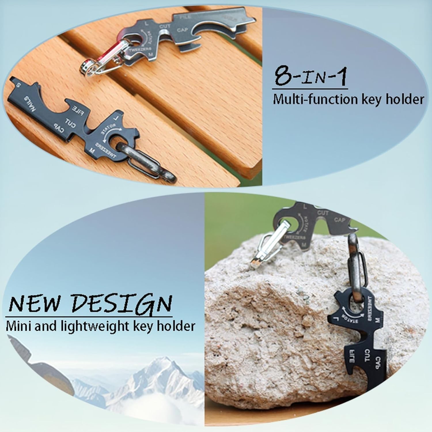 Heavy Duty Keychain with Carabiner Clip Multitool Bottle Opener Screwdriver