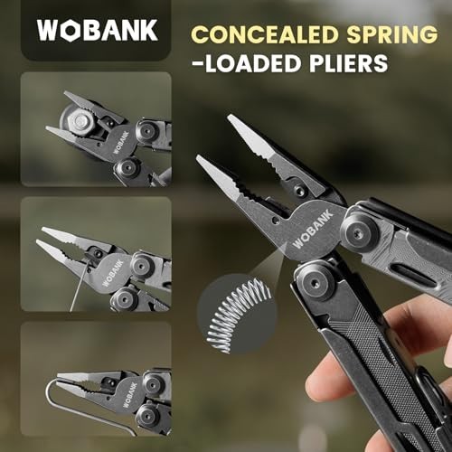 33-in-1 Stainless Steel Multitool Pliers, Damascus Pocket Knife & Nylon Sheath f