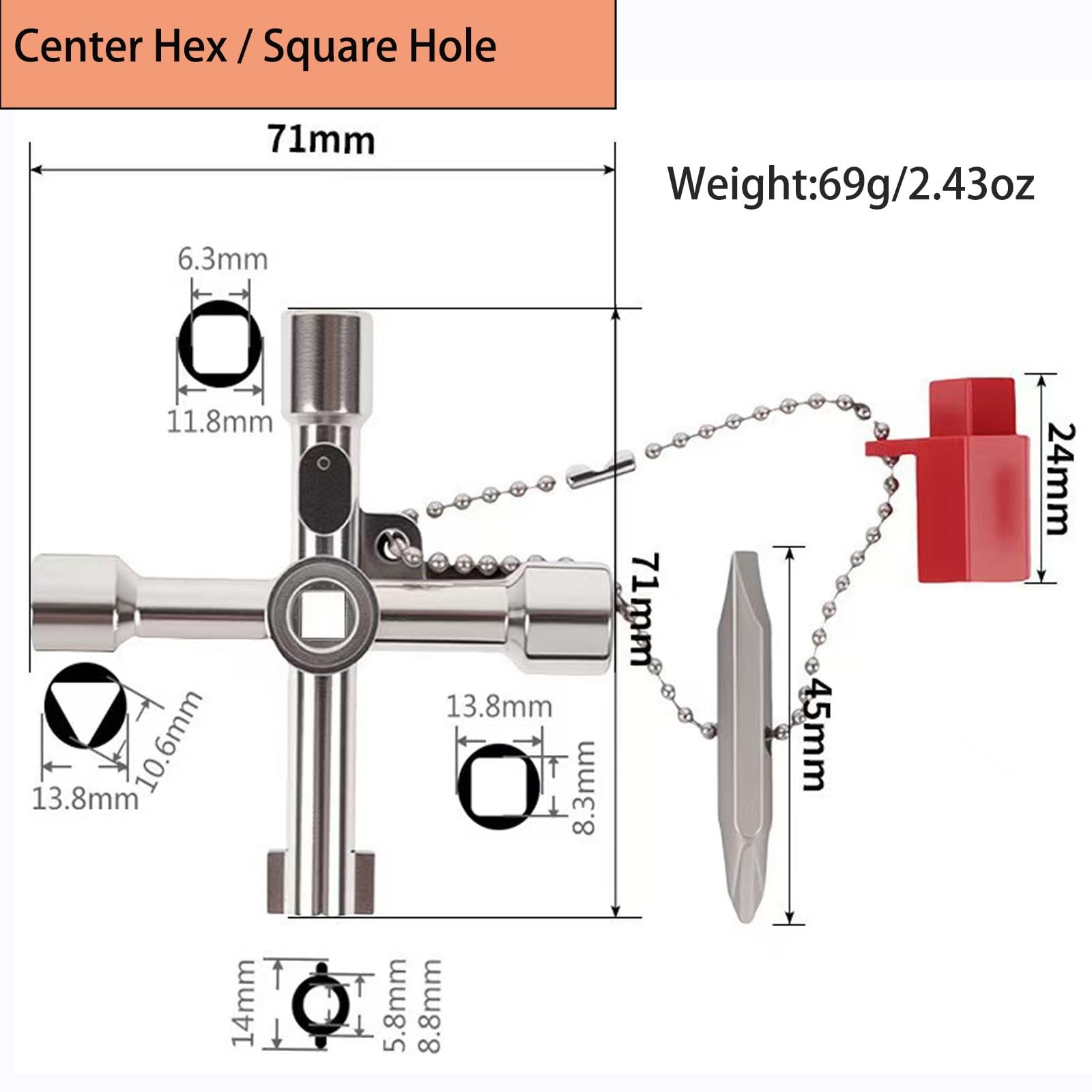 2Pcs 4 Way Sillcock Water Key, Multi-Functional Water Valve Shut Off Tool Uni…