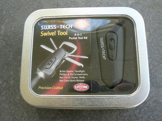 SWISS+TECH Swivel Tool ST60322 8-in-1 Pocket Knife Multi Tool Kit In Gift Tin