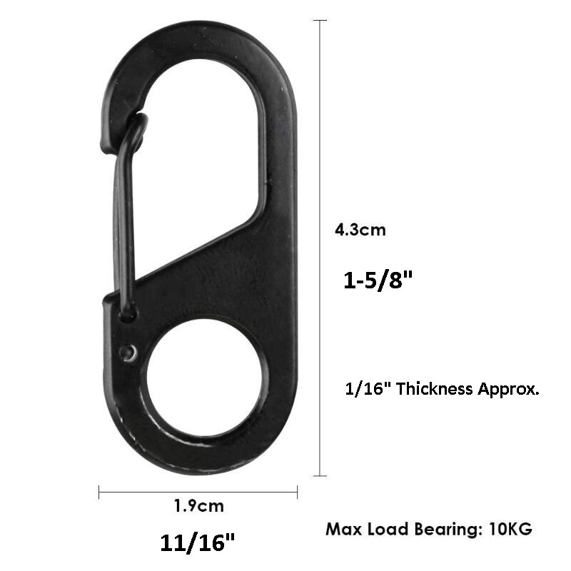 2pc Stainless Steel Carabiner Key Chain Clip Snap Hook Quickdraw Camping Keyring