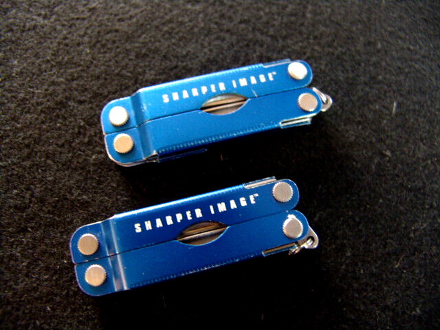 LEATHERMAN MICRA MULTI TOOLS-BLUE-SHARPER IMAGE-PRE OWNED-EXCELLENT-LOT OF 2