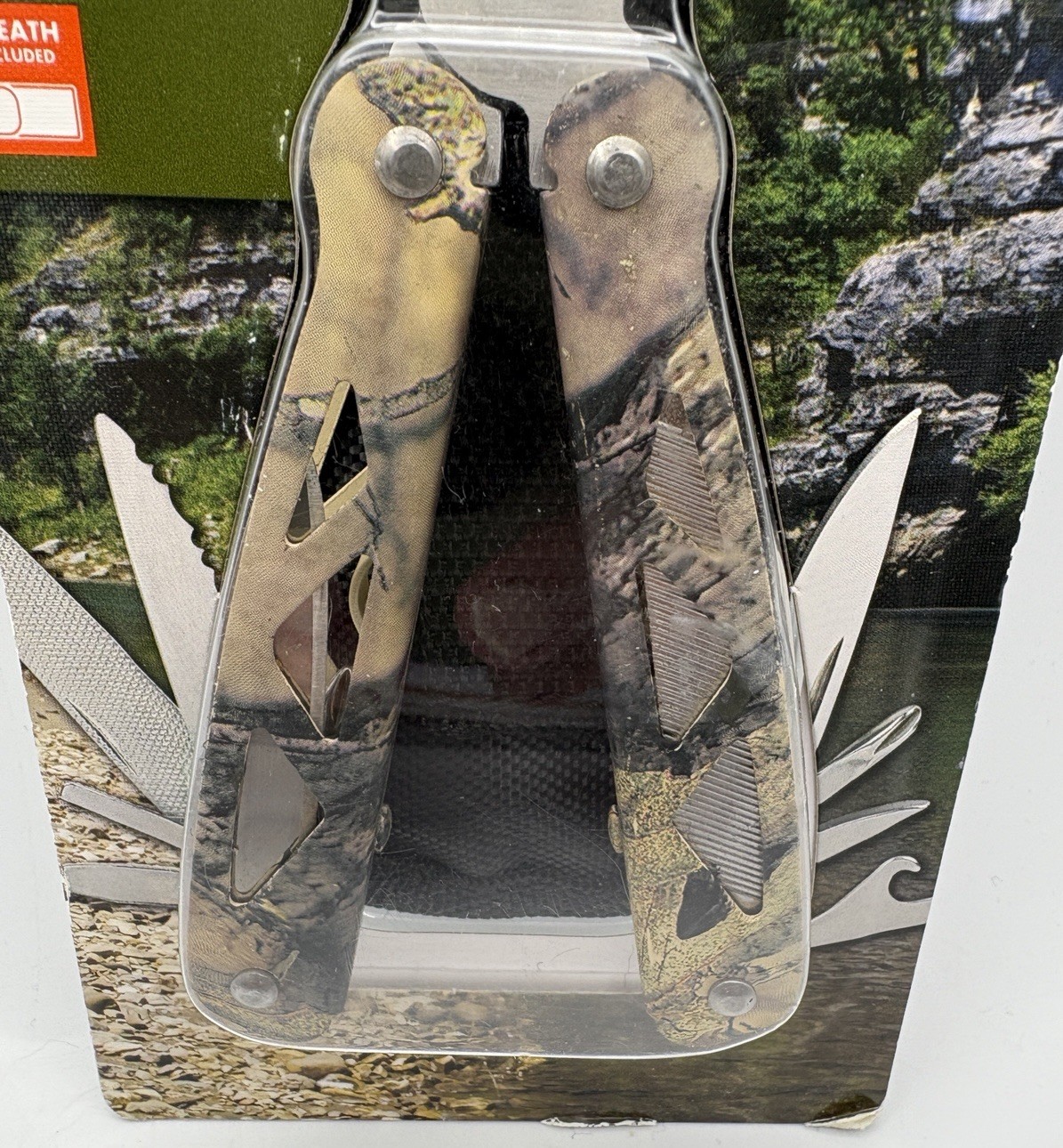 Ozark Trail 12-In-1 Multi Tool with Nylon Sheath, Mossy Oak Handle Pattern, New
