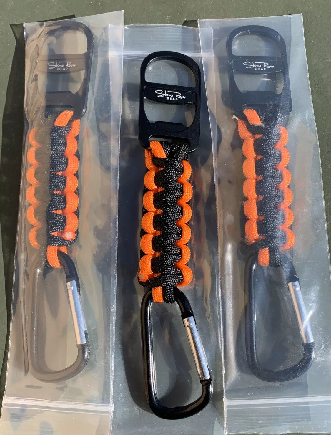 Lot 3 NEW Stone River Gear Paracord Keychain With Bottle Opener & Carabiner