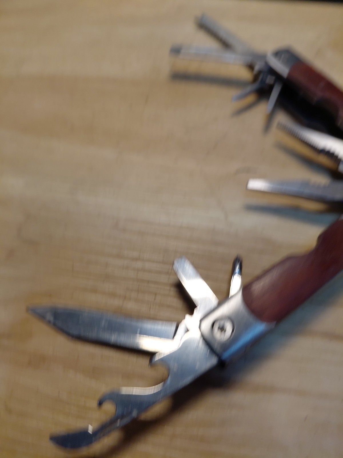 Sheffield 12-In-1 Multi Tool w/ Hardwood Handle Pliers Knife Blades Screwdrivers