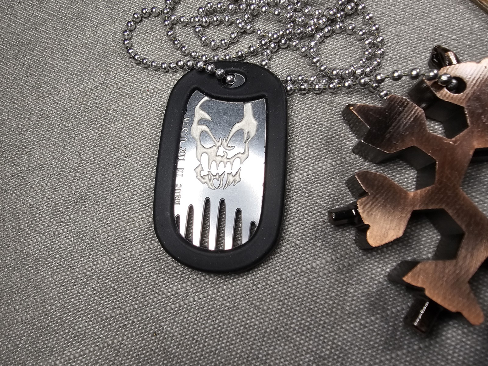 Vintage Necklace Tools Snowflake & Dog Tag Fork Edc Survival Tools Gift D10