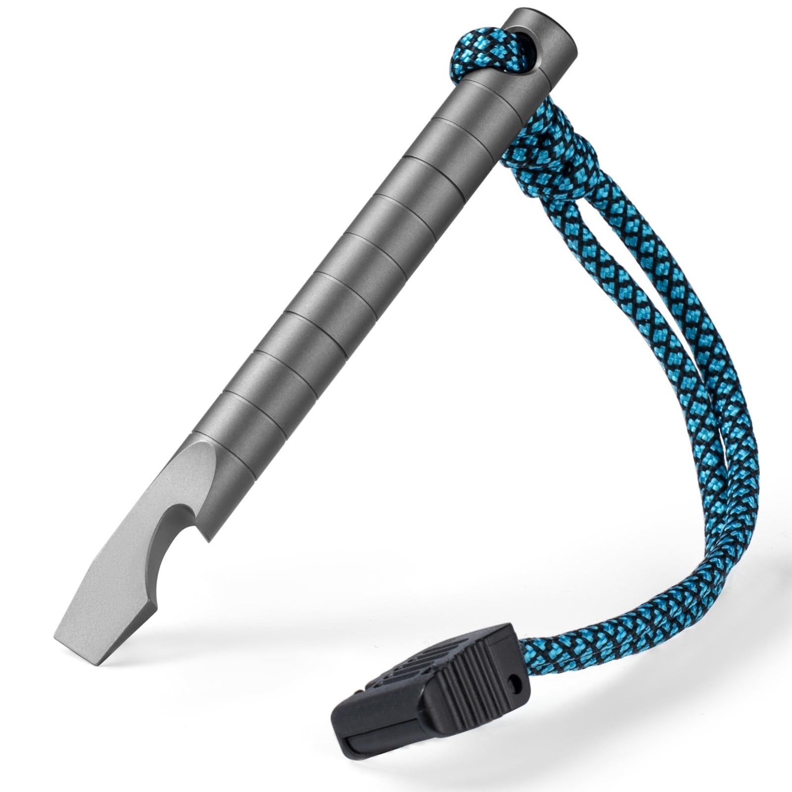 Titanium EDC Pry Bar Multitool – 6-in-1 Keychain Tool with Bottle Opener, Gray