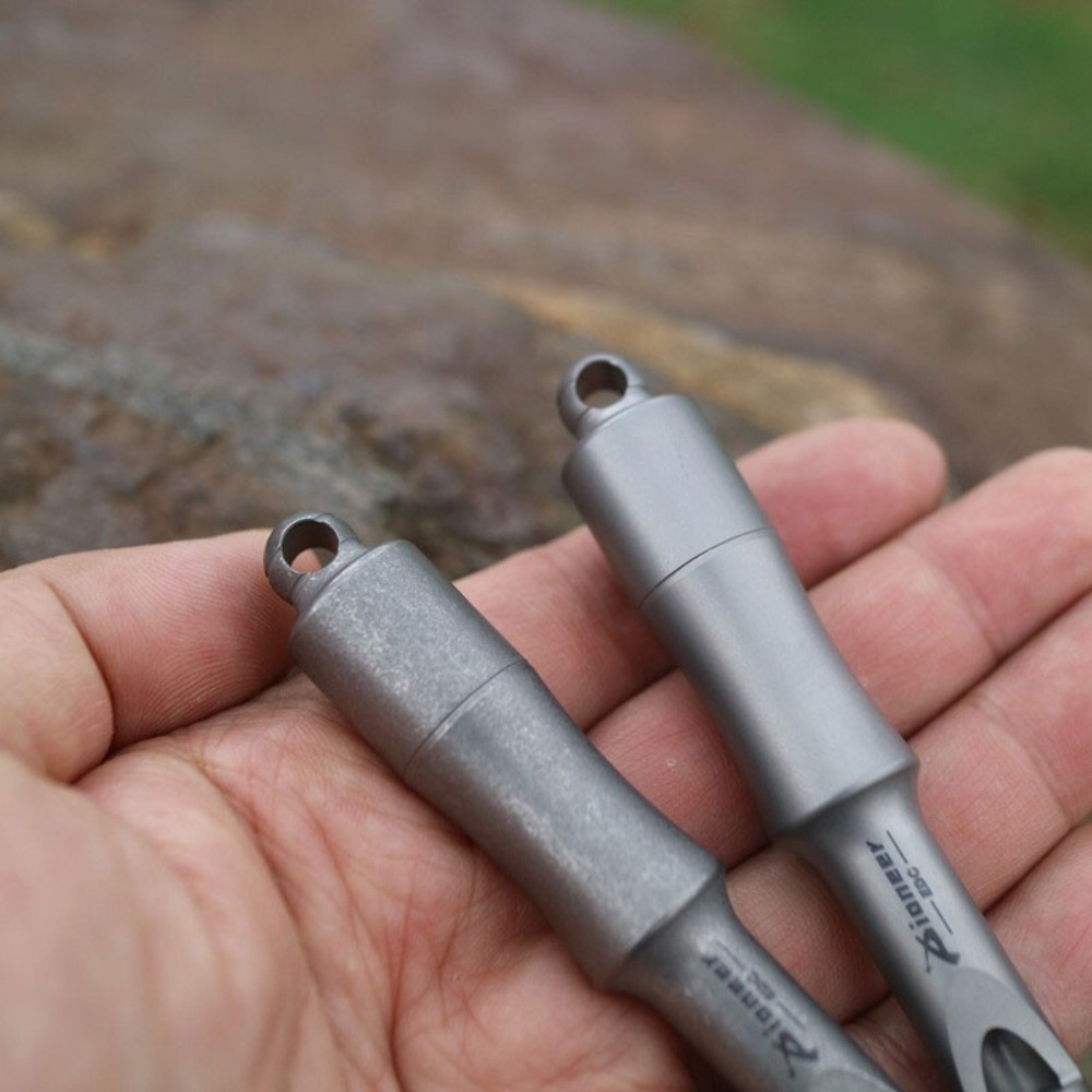 EDC Titanium Alloy Keychain Whistle w/ Waterproof Storage Box Outdoor Multi Uses