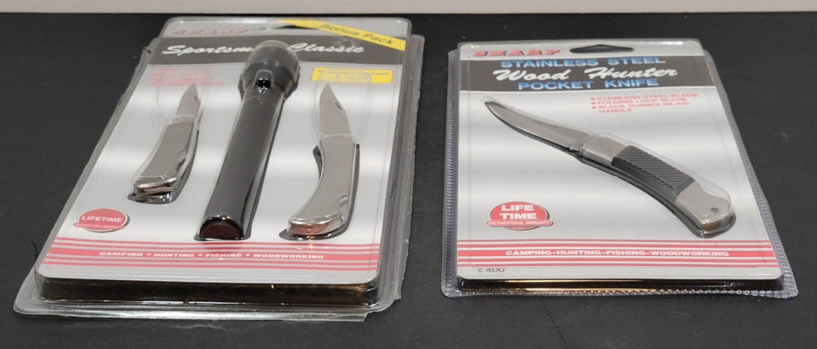 Sharp Sportsman Classic Bonus Pack & Stainless Steel Pocket Knife – Lot of 2