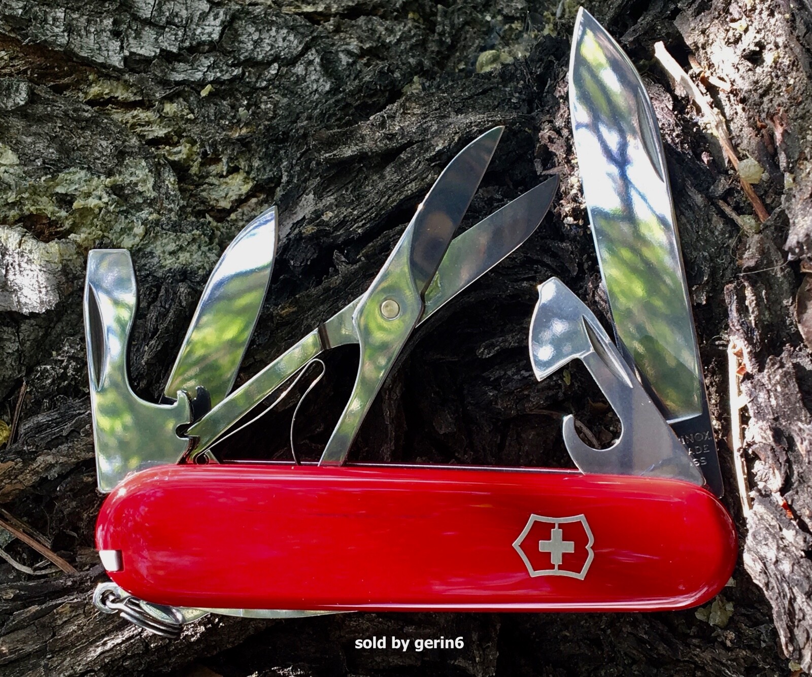 Swiss Army Knife With Leather Pouch, Red Climber, Victorinox 1.3703-X8, NIB