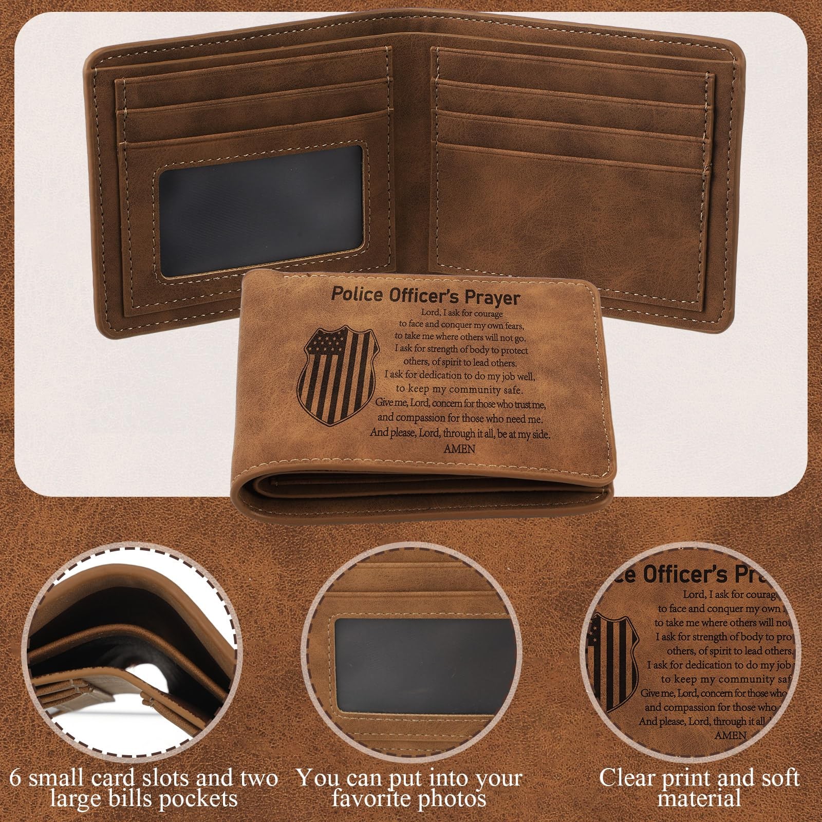 4 Pcs Police Gifts Set for Men with Retro Brown Wallet 6 in 1 Multi Tool Pen …
