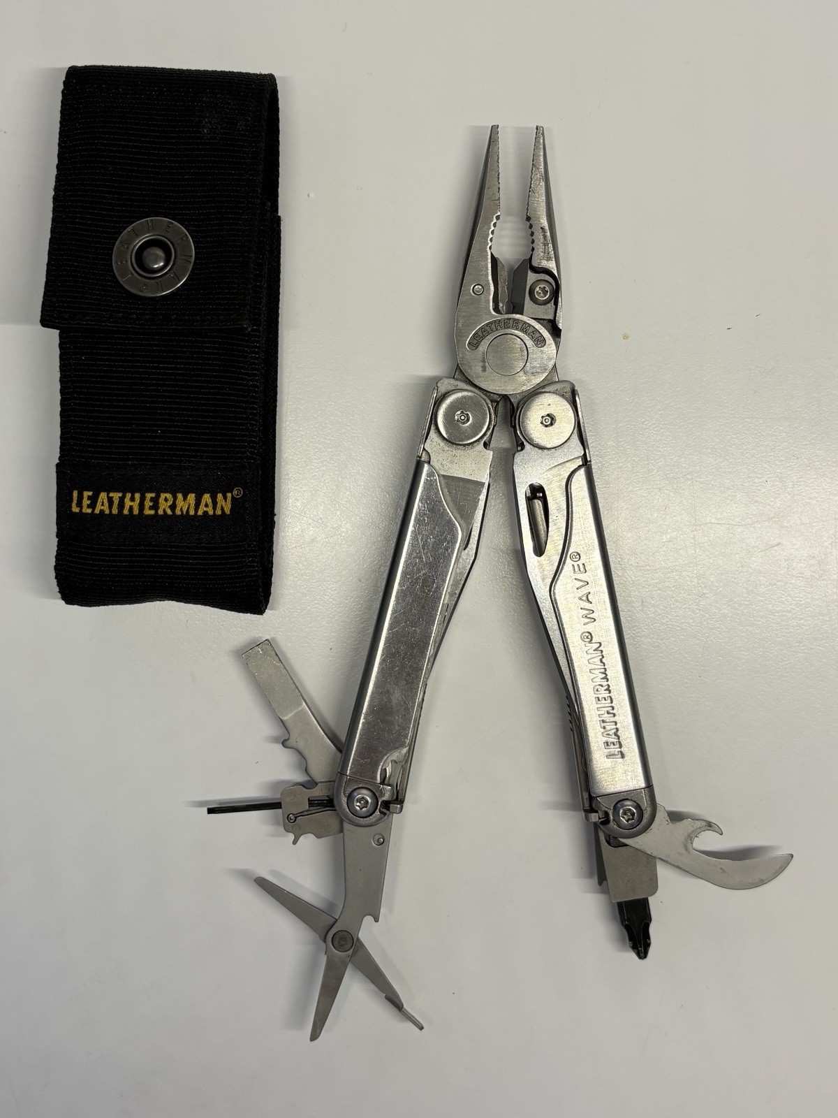 Original Leatherman Wave Multi-Tool Stainless Steel W/ Pouch Used See Pictures