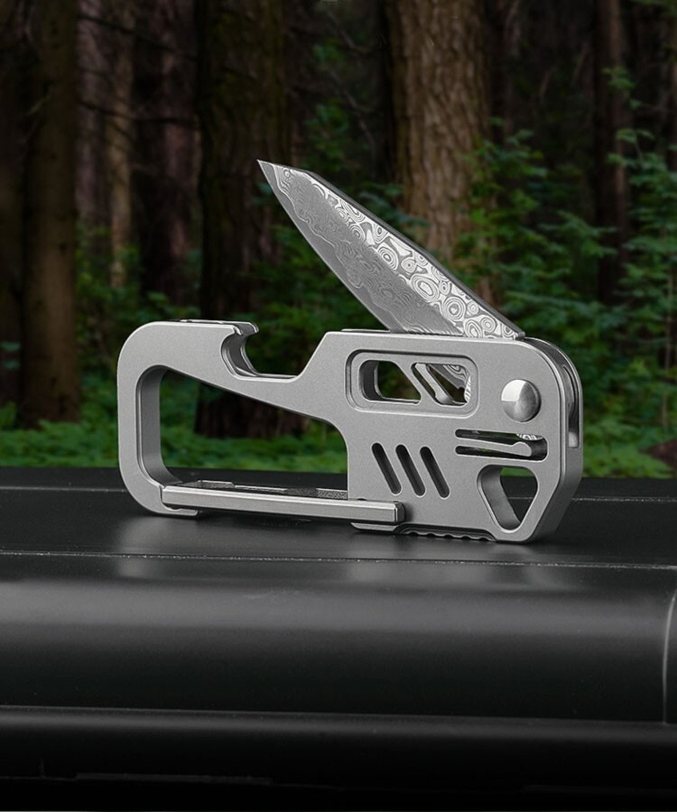 EDC Lsand Alloy Damascus Blade keychain Outdoor Portable Folding Multi-Tools