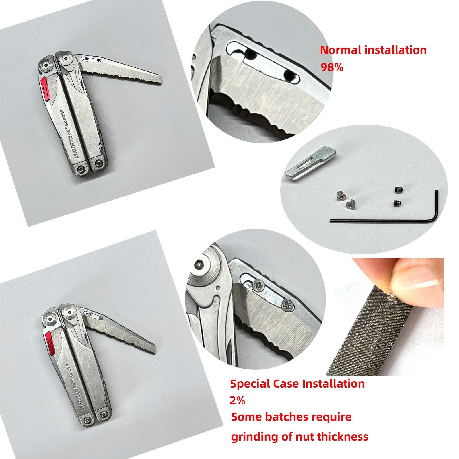 Aluminum Alloy Thumb Grip Easy open push button For Leatherman Surge CNC DIY